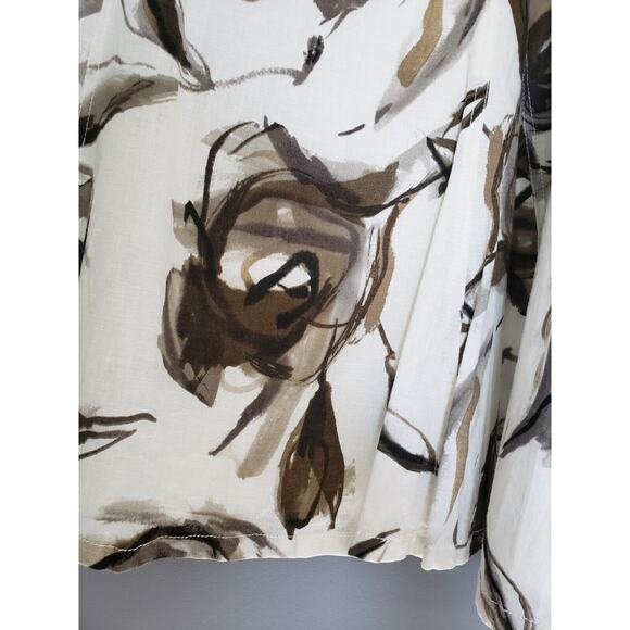 NEW Coldwater Creek Petite XL Painted FLoral Flare Skrit XL Petite 18 grays fall - Picture 3 of 5